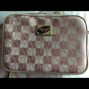 Michael Kors monogram rose gold crossbody purse